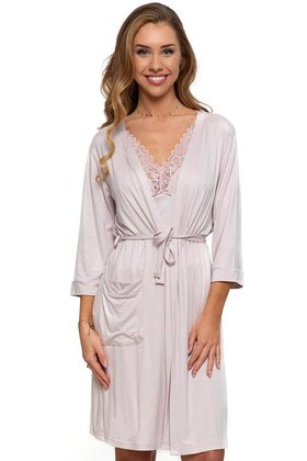 Szlafrok 4300 z wiskozy polski, różowy