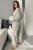 Ciepła miękka damska piżama z polaru soft FOKA, szara