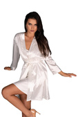EDELINA  satynowy szlafrok - podomka, pearl