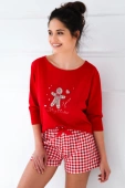 Krótka piżama świąteczna HAZEL 100% bawełna, czerwona