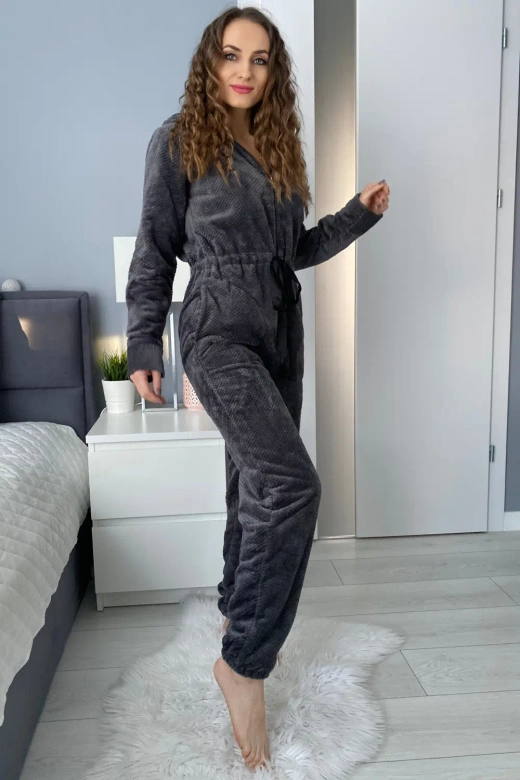 Ciepły miękki kombinezon onesie ROXY soft kaptur, szary