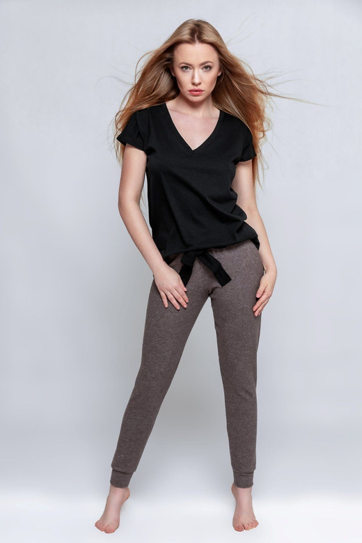 Sensis piżama damska długie spodnie Sophie, brązowy