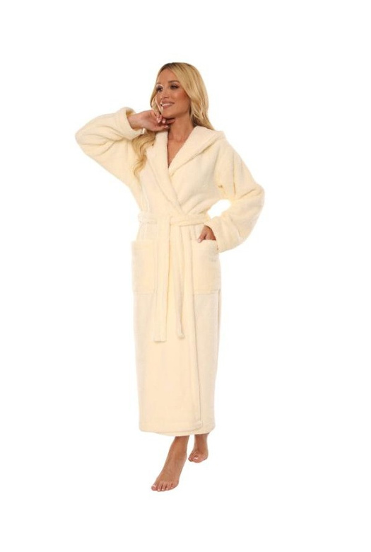 Szlafrok De Lafense 807 Długi Kaptur damski malinowy