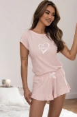 Krótka piżama damska z bawełny Super Girl,  różowa