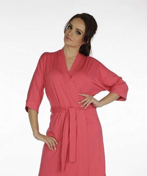 Szlafrok De Lafense 892 Visa długi 3XL-4XL damski ecru