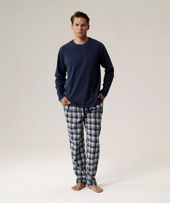 Piżama Atlantic NMP-393 dł/r S-2XL męska granatowy-szary