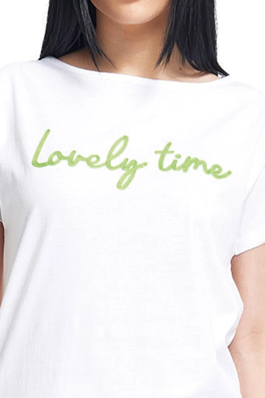 Długa bawełniana piżama damska z haftem Dana, różowa