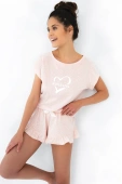 Krótka piżama damska z bawełny Super Girl,  różowa