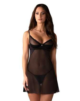 Koszulka Obsessive Stelisa Chemise & Thong S-3XL czarny