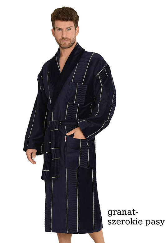 Szlafrok De Lafense 803 M-2XL męski szary-paski