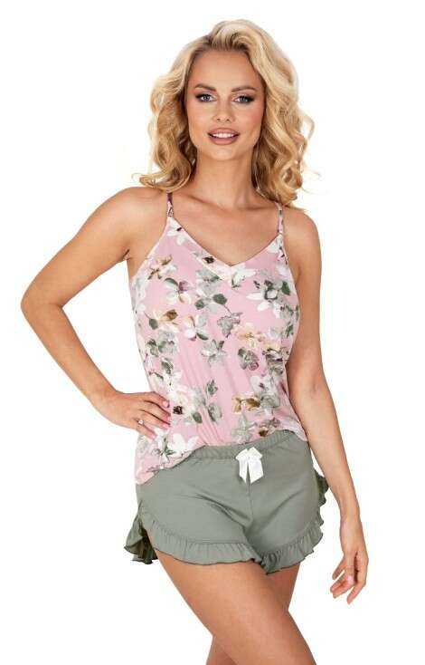 Piżama Donna Nicola 1/2 Top w/r S-2XL różowy-oliwkowy