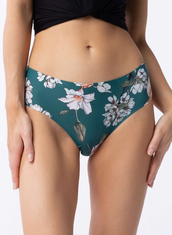 Figi Julimex Simple Tea Rose Classic S-XL zielony butelkowy-kwiaty