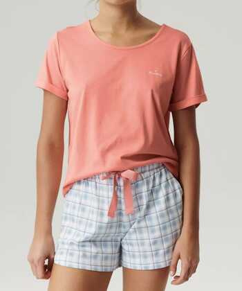 Piżama Atlantic NLP-497 kr/r S-2XL koralowy-niebieski