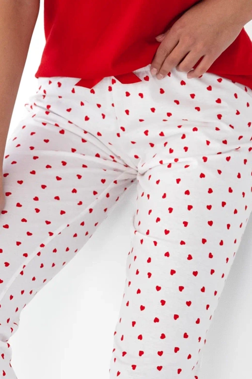 Długa piżama damska 100% bawełna Adelaide, czerwona