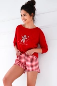 Krótka piżama świąteczna HAZEL 100% bawełna, czerwona