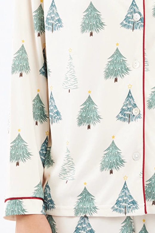 Świąteczna koszulowa piżama z zimowym nadrukiem ALISEE, zielona + woreczek prezentowy
