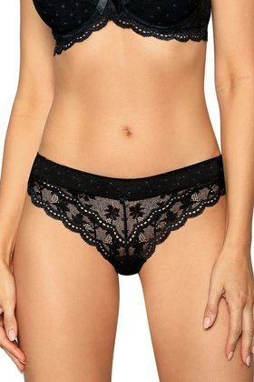 LAGERTA BLACK Stringi z koronką, czarne