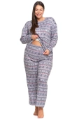 Ciepła piżama damska w norweski wzór 4200-005, szara