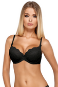 Biustonosz push-up VESTA z koronki, czerń