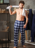 Spodnie piżamowe Key MHT 412 B24 M-2XL granatowy-kratka