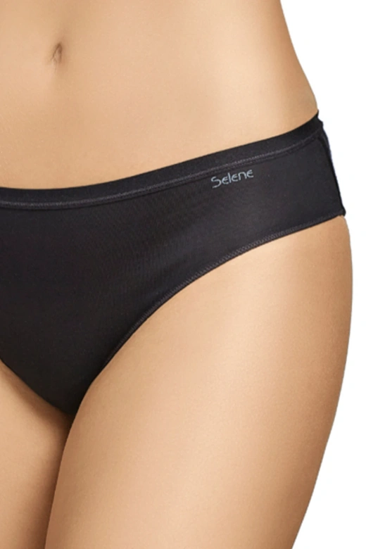 Dwupak klasycznych bawełnianych fig typu bikini 400, negro-czarne