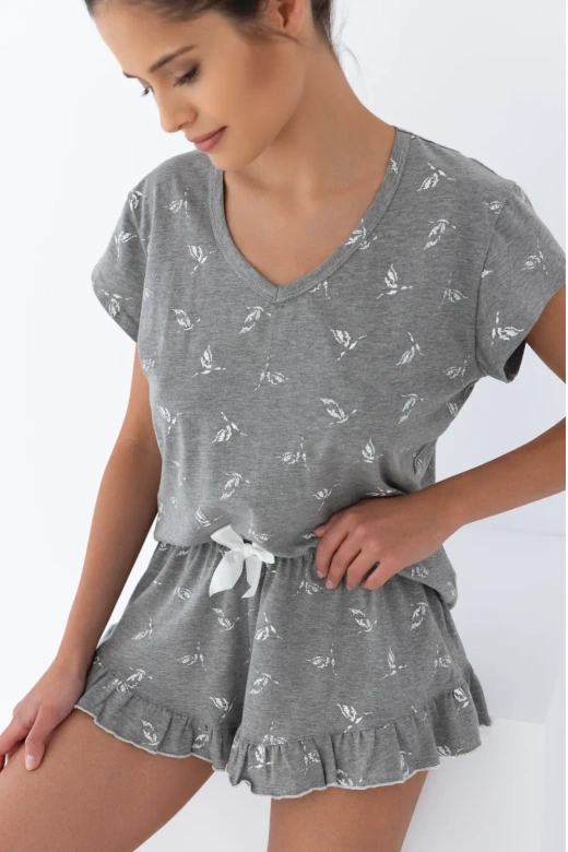 Polska, krótka bawełniana piżama Cecily, szara