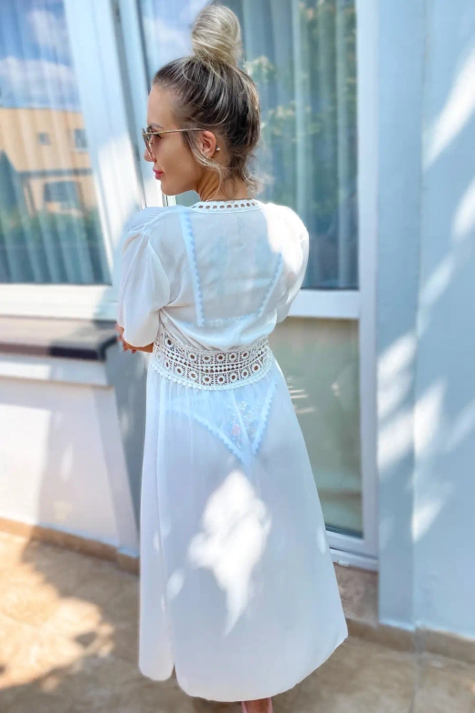 Sukienka plażowa-tunika długa boho KRETA, biała