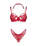 Komplet Obsessive Matildea Bra & Crothless Thong S-3XL czerwony