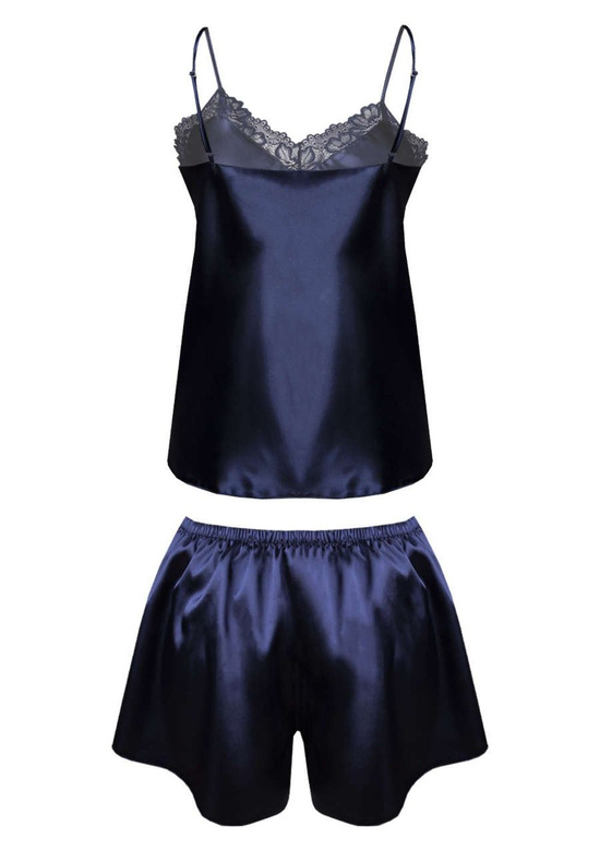Satynowa piżama z szortami SAMANTHA, granat