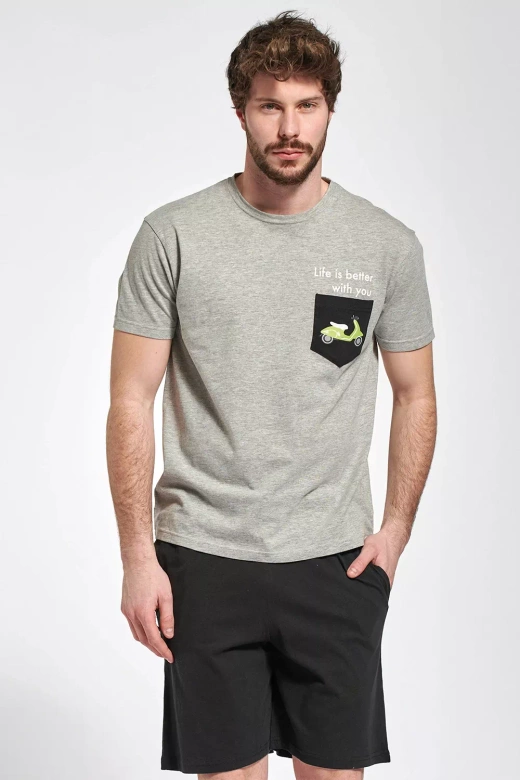 Męska wygodna piżama ze skuterem KENNY, szara