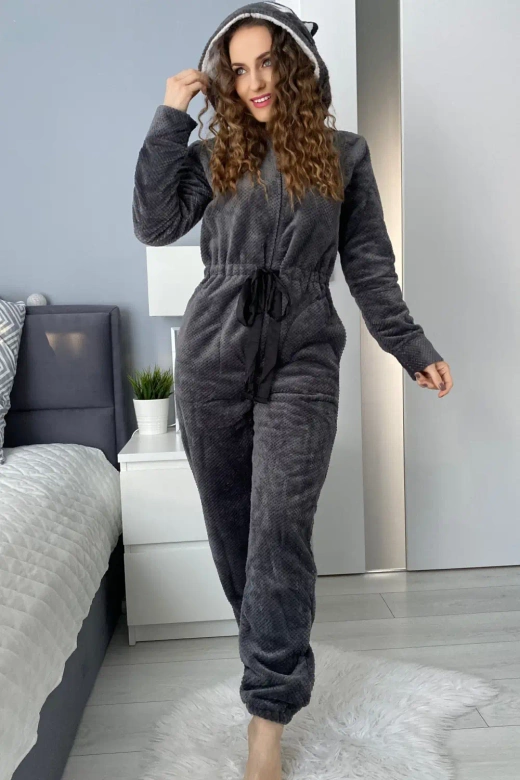 Ciepły miękki kombinezon onesie ROXY soft kaptur, szary