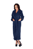 Szlafrok De Lafense 807 Luna Długi Kaptur damski granatowy