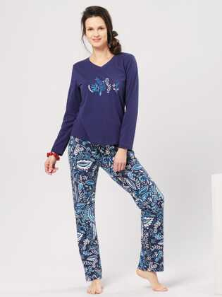 Piżama Key LNS 793 B24 dł/r S-XL granatowy