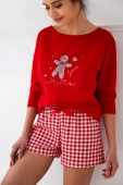 Krótka piżama świąteczna HAZEL 100% bawełna, czerwona