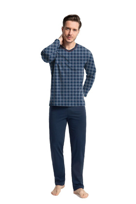 Piżama Luna 795 dł/r M-2XL męska granatowy-niebieski