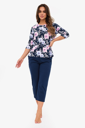 Piżama Cornette 147/465 Anabel 3/4 S-2XL damska granatowy