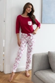 Długa piżama damska z bawełny Alexandra, czerwona