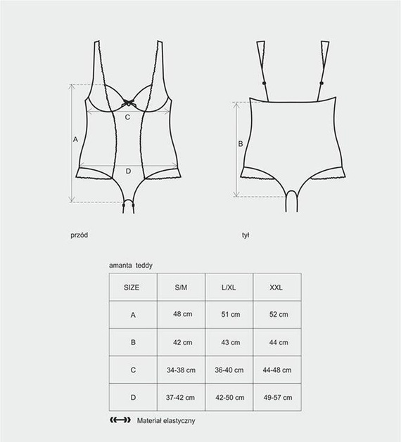 AMANTA TEDDY Seksowne Body z kuszącą koronką, czerń