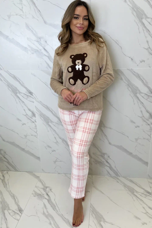 Polarowa ciepła piżama z misiem Madlen, brąz
