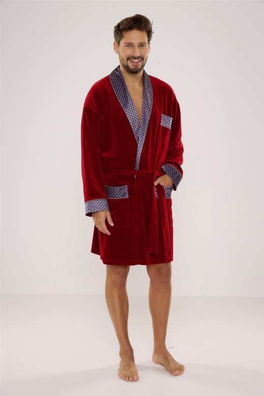 Szlafrok De Lafense 772 Bonjur krótki M-2XL męski granatowy