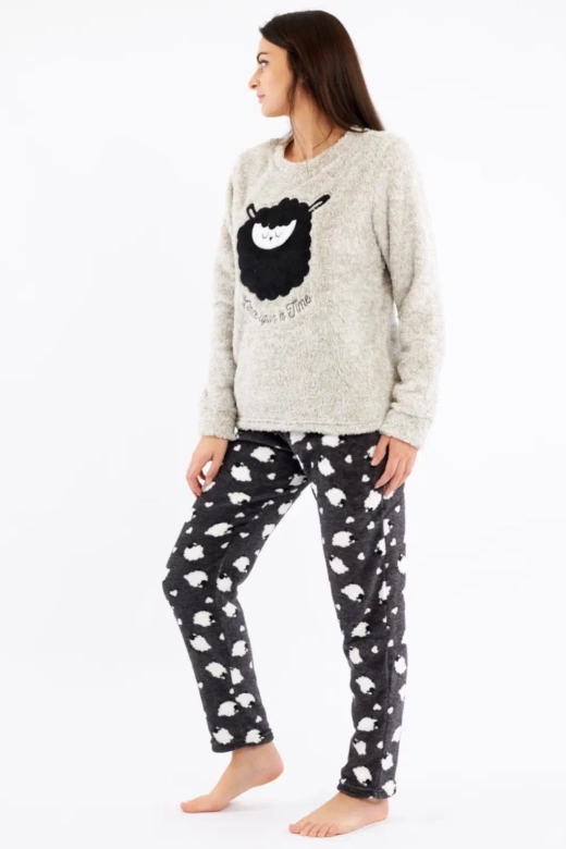 Ciepła miękka długa damska piżama KRISTEL,szara