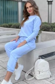 Modny komplet damski/dres ze ściągaczami Wenezja, błękitny