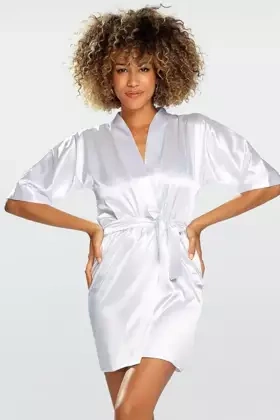 Klasyczna podomka z satyny Dkaren 90, biel