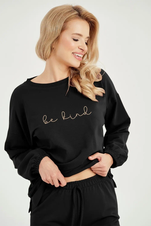 Modny wygodny bawełniany dres damski Lia 3004, czarny