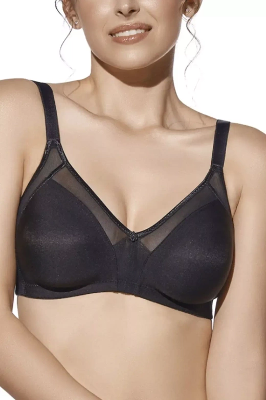 Gładki miękki biustonosz bez fiszbin ESTELA, czarny