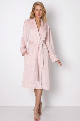 Ciepły miękki szlafrok AMANDA z serduszkami, różowy