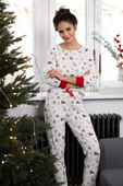 Piżama Sensis Samantha dł/r Christmas S-XL śmietankowy