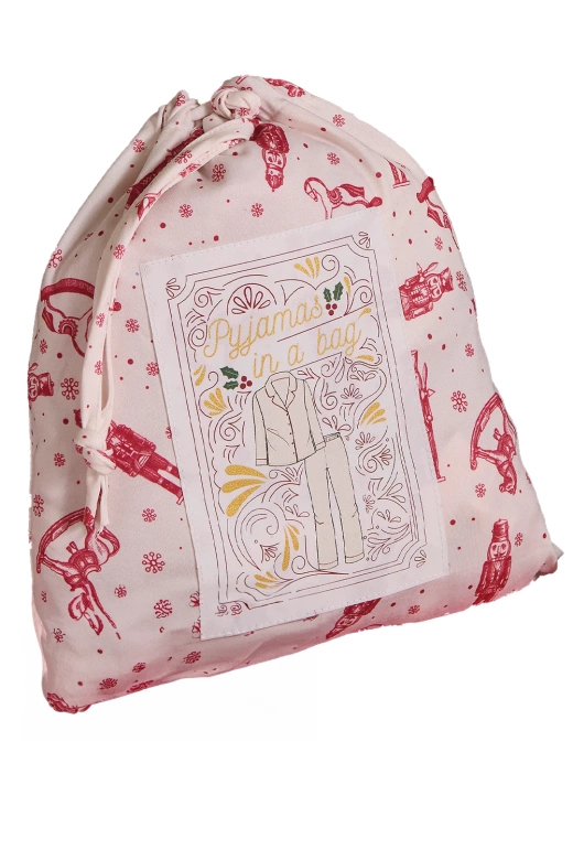 Świąteczna koszulowa piżama z zimowym nadrukiem ALISEE, czerwona + woreczek prezentowy