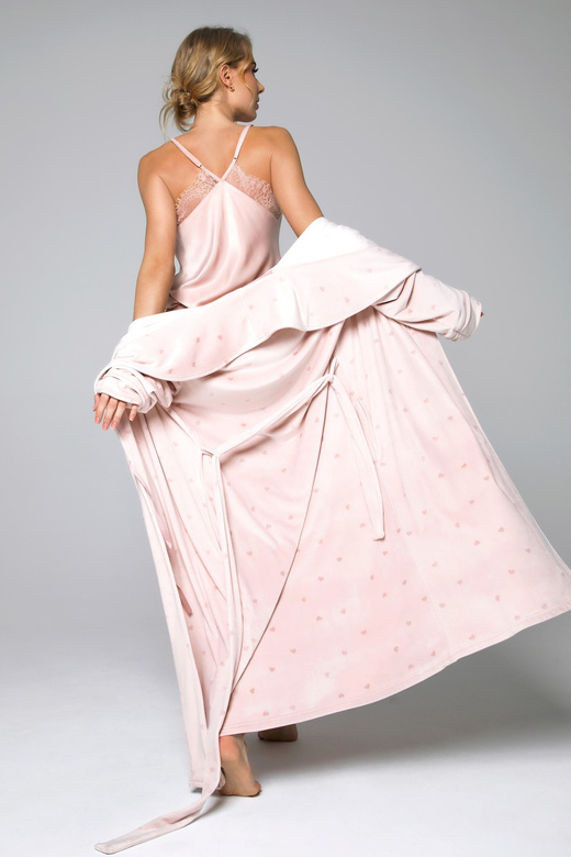 Ciepły miękki szlafrok AMANDA z serduszkami, różowy