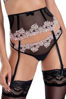 Stringi z różowym haftem NEFER